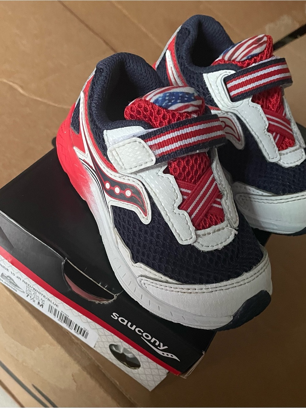Saucony Kids Navy, Red & White Hook-and-Loop Sneakers